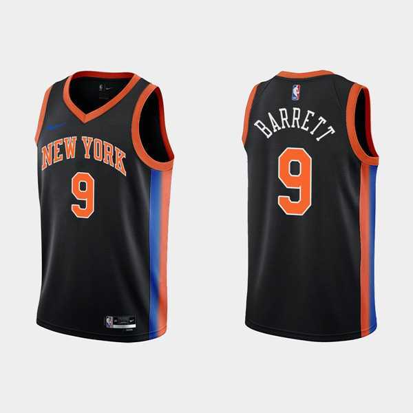 Mens New York Knicks #9 RJ Barrett Black City Edition Stitched Basketball Jersey Dzhi->new york knicks->NBA Jersey